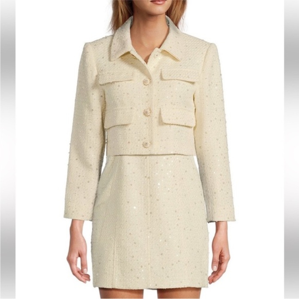 Antonio Melani Rita Sequin Tweed Elegant Cream Women's Jacket